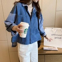 청난방 청남방 여자 청 남방 난방 데님 셔츠 블라우스 패션 패치 워크 스트라이프 한국 패션 느슨한 진 여성 디자인 특대 blusas mujer 옷깃 짧은 봄 탑
