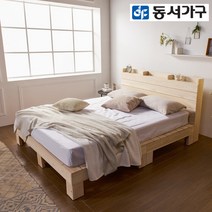 동서가구 에리 히노끼 편백나무 100% 프레임 수납헤드 원목 침대 킹 K+9존독립 매트리스 DF640327, 내추럴