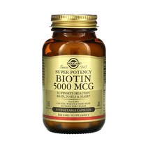 솔가 슈퍼 포텐시 비오틴 5000mcg 베지터블 캡슐 글루텐 프리 비건, 50개입, 1개, 50정