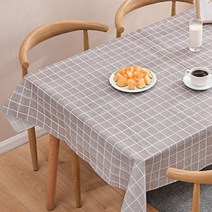 썬피크 캠핑 및 가정 방수 테이블보 체크 사각 다용도 식탁보, 그레이