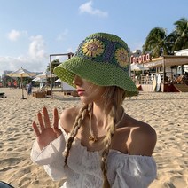 쏘블리 크로쉐 라탄모자 버킷햇