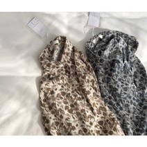 Makone 상표등록 여성 레오파드 프린트 블라우스 쁘띠 빈티지 호피 프린트 셔츠 여봄 슬림 긴팔 편하고 얇은 셔츠 카디건 코트 새