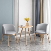 2인용 부부테이블세트 2인 원형 티테이블 식탁 탁자 의자 세트 원목 600, 2번