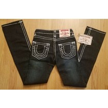 트루릴리젼 청바지 Billy 슈퍼 T 블루 데님 진 화이트 Thick Stitch 디스트레스드 26x33