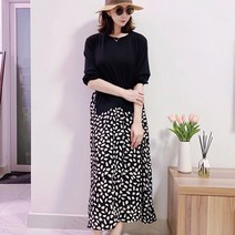 세인트이브 910 니트배색 프릴원피스