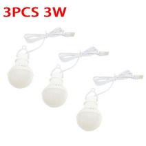 가성비 LED 랜턴 휴대용 캠핑 램프 소형 전구 5V 미국B 파워 북 라이트 독서 학생 스터디 테이블 용 슈퍼 버짓, [02] 3개 3W