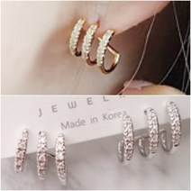 코코날다 화려한 연예인귀걸이 커브 세줄라인 은침귀걸이 여성 패션이어링 귀걸이