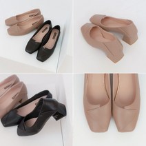 플립 스퀘어 펌프스 여성 구두 단화 4cm 굽