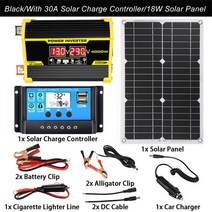 태양열발전기 모듈 소형 가정용 캠핑 주택용 태양광 4000W 태양 광 인버터 시스템 18V18W 전지 패널 30A 충, 04 12V to 220V