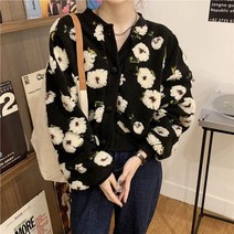 퐁순싸롱 플라워 꽃 자수 뽀글이 양털 면 크롭 예쁜 가디건 SY