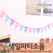 (주)파티해 생일파티 장식용품1 A-C - 홈파티세트 가랜드 은박커튼, B06_펠트삼각생일가랜드-파스텔