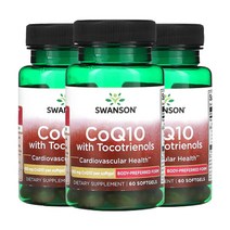 스완슨 CoQ10 코엔자임Q10 코큐텐 100mg & 토코트리에놀 60소프트젤, 60정, 3개, 60개