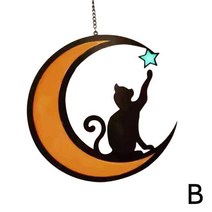 스테인드글라스 인테리어소품 감성 레트로 빈티지스테인드 글라스 고양이 달 창 걸이식 스티커 집 장식 선, 02 B