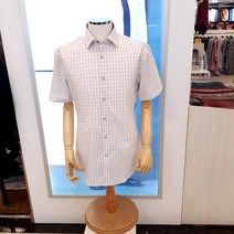 란체티 심플한 체크 !! 슬림핏 반팔셔츠 LSM2206WH