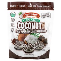 제니스 마카룬 Jennies Macaroons 코코넛 바이트 카카오닙스 및 다크 초콜릿 함유 149g(5.25oz) 미국 직배송, 1패키지, 상세설명참조