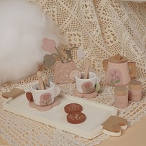 어린이 원목 목제 화장대 세트 모조 소꿉 놀이 테이블 우드 걸 코스메틱 콤비 색조 완구 역할, 2.백도 치즈 애프터눈 티