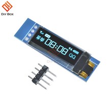 디스플레이 스크린 0.91 인치 DC 3.3V 5V 128x32 IIC Blue OLED 디스플레이 모듈 스크린 드라이버 Arduino, 한개옵션0