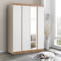 로즈키높이 1600옷장세트 (옷장 + 긴문장), 내추럴화이트, 02-3_로즈키높이 옷장 + 거울 정리장