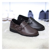 [크리오라] 블랙도트 남성 스웨이드 버클 벨티드 더비슈즈