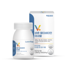 락토테미 바른 멀티비타민미네랄 자연유래 천연비타민 종합영양제 미네랄3종 고용량 고농축, 자연유래 비타민 1개 (60정)