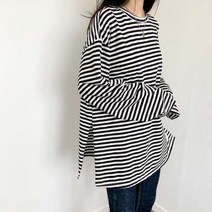 수니베 패치 옆트임 긴팔 롱 티셔츠 레이어드 빅사이즈