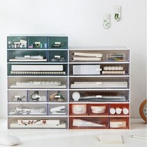 미니 서랍 투명 데스크정리함 데스크 오거나이저 책상수납함 사무실 사무용품서랍 문구수납, 핑크1칸