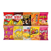 과자10종세트 꼬깔콘(고소한맛)+꼬깔콘(군옥수수맛)+치토스(바베큐맛)+새우깡+자갈치+꿀꽈배기+바나나킥+콘칲+오징어집+고구마깡, 과자10종선물세트, 1세트