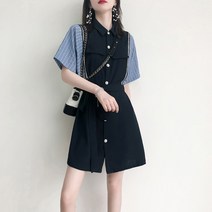 결혼식 원피스 드레스 카라 앞단추 투톤 원톤 도트 펀칭 퍼프 스트라이프 여름 롱 봄 체크 여름옷 레이어드