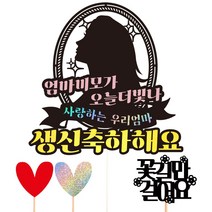 비비드레인 생신 케이크토퍼, 112-1 오늘더빛나(엄마)+픽3개