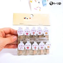 뽁뽁이닷컴 나무집게 캐릭터 나무집게 모음 - 사진걸이 장식소품, 09_캐릭터집게_신상토끼(10p+마끈)