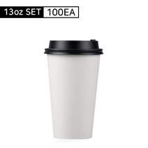 13온스 무지컵 개폐리드 100개 세트 톨사이즈 커피컵 테이크아웃 아메리카노, 블랙