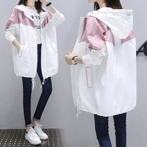 여성방풍자켓 방수바랍막이 홑겹바람막이 힙커버 바람막이 여름바람막이 여성등산바람막이 경량패딩 후드 자켓 롱 코트 여성용 새로운 가을 윈드브레이커 여성 캐주얼 느슨한 기본 지퍼 경량