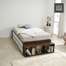 [트리빔하우스] 스마트 책장형 멀티 수납 침대 - SS[본넬매트리스포함], 색상:메이플화이트 / 수납타입:서랍중앙형1+도어2