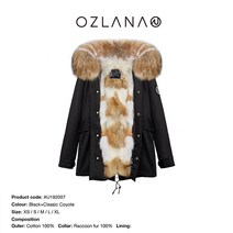 여자모피 OZLANA겨울 뉴타입 후드코트 스타일리쉬 유럽스타일 여우털 모피 파카 코트