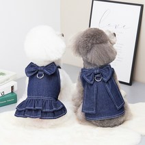 펫리팜 강아지 청하네스 옷 데님 원피스 청치마, 티셔츠, S