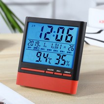 무소음 탁상전자시계 디지털 책상시계 큰소리 탁상 led 알람, [블랙레드] 음력/온도습도/수동백라이트 표시