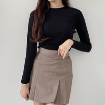 슬림핏 뉴트럴 무드 라운드넥 여성 긴팔티셔츠