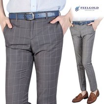 필골드 C718nC719 여름 스판 슬림 체크노턱 남성정장팬츠R