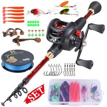 한 치낚시대 텔레스코픽 낚시 콤보 탄소 섬유 막대와 릴 후크 루어 라인 키트 기어 비율, 9.빨간 - 21