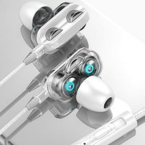 유선 헤드셋 이어폰 3.5mm HiFi 스테레오 소음 감소 이어버드 스포츠 헤드폰 iPhone Xiaomi Huawei Samsung 용 마이크 포함, White