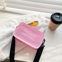 PVC가방 투명가방 여성용 투명 레이저 크로스 바디 백 캔디 컬러 글자 패션 와일드 미니 숄더 메신저 젤리