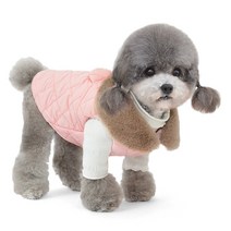 준성 강아지 옷 패딩 조끼 하네스 고양이 반려견 소형견 애견 겨울 아우터 점퍼 의류, 핑크