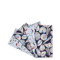Vera Bradley 면 냅킨 4개 세트 프레리 페이즐리 재활용, One Size_Morning Shells - Recy
