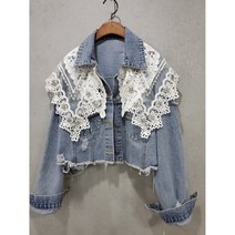 봄 데님 청자켓 레이스카라 청자켓 보석 비즈 청자켓 숏 청자켓