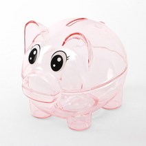 썸띵 투명 핑크 돼지 저금통 바닥 구멍 오픈 가능, 1개