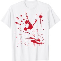 볼링유니폼 볼링티셔츠 볼링티 Bloody Handprint Funny Halloween Costume Men Women Kids T-Shirt