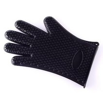 1pc 내열성 실리콘 그릴 장갑 식품 학년 내화성 그릴 주방 악세사리 전자 레인지 장갑, 검은색