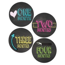 Monthly Bodysuit Stickers Retro Chalkboard Style for Baby Girl or Baby Boy (Includes 1-12 Month One, 1