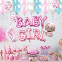 베이비샤워 파티세트(babyshower party set), A타입/핑크