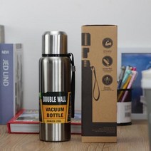 휴대용 캠핑용품 대용량 스테인레스 스틸 보온병 플라스크 절연 텀블러 로프 병 군사 스타일 진공, 750ml+Silver
